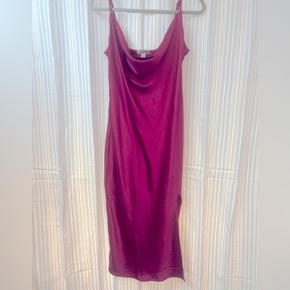 Plum, pink cow neck, silk dress with slit size extra large straps, adjustable - Picture 1 of 3